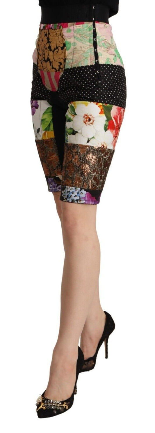 Pantalones cropped de talle alto con patchwork multicolor de Dolce & Gabbana