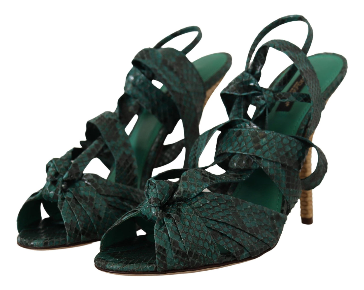 Dolce & Gabbana Zapatos de tacón sandalias con correa de pitón verde