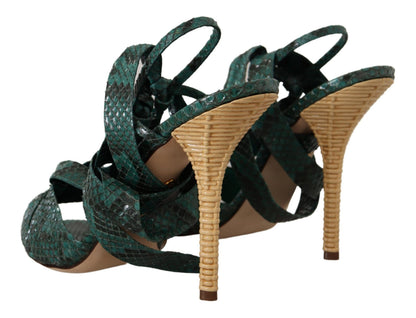 Dolce & Gabbana Zapatos de tacón sandalias con correa de pitón verde