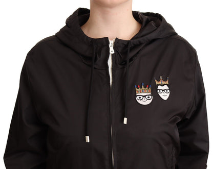 Chaqueta bomber con capucha y cremallera completa de poliéster negro Dolce & Gabbana