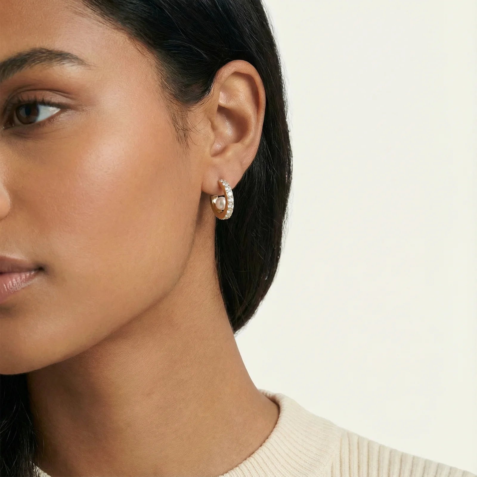 Aros de perlas de cristal