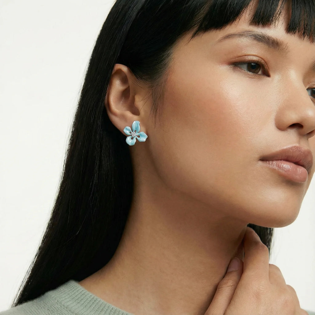 Pendientes de flor azul