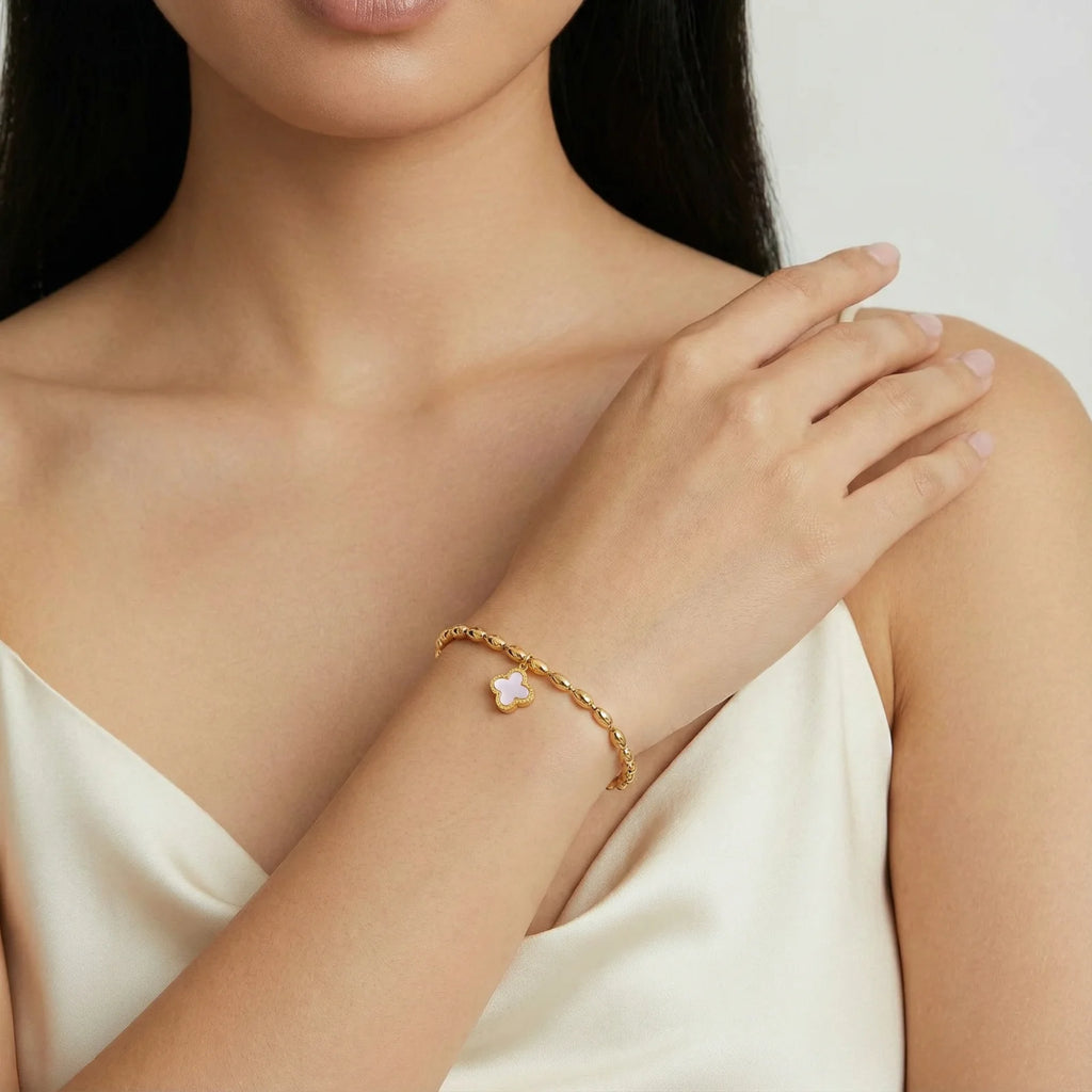 Pulsera con cuentas de trébol de la suerte