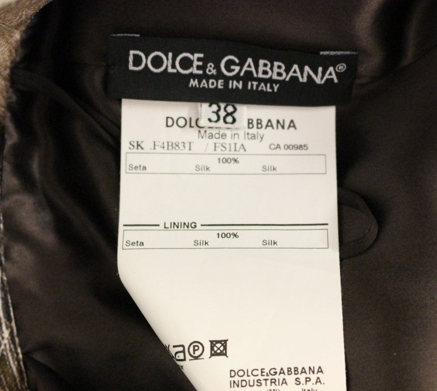 Dolce & Gabbana Falda Recta Larga de Seda Estampado Floral Marrón