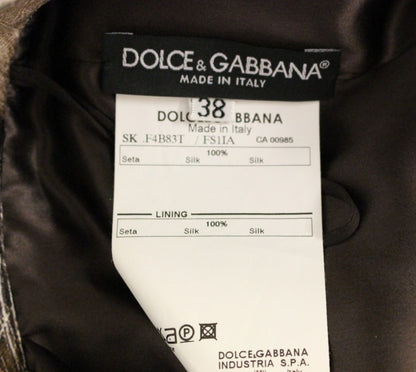 Dolce & Gabbana Falda Recta Larga de Seda Estampado Floral Marrón