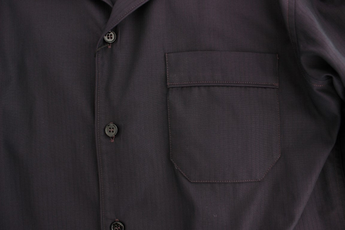 Camisa de pijama y salón de algodón a rayas moradas Dolce & Gabbana
