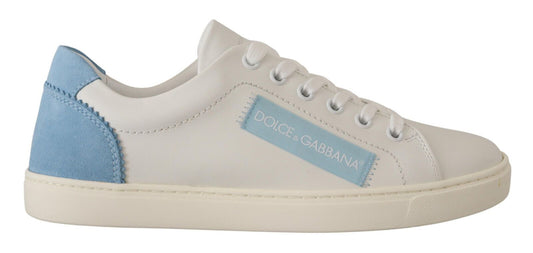 Dolce & Gabbana Zapatillas Bajas de Cuero Blancas y Azules