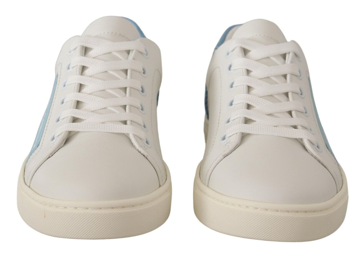 Dolce & Gabbana Zapatillas Bajas de Cuero Blancas y Azules