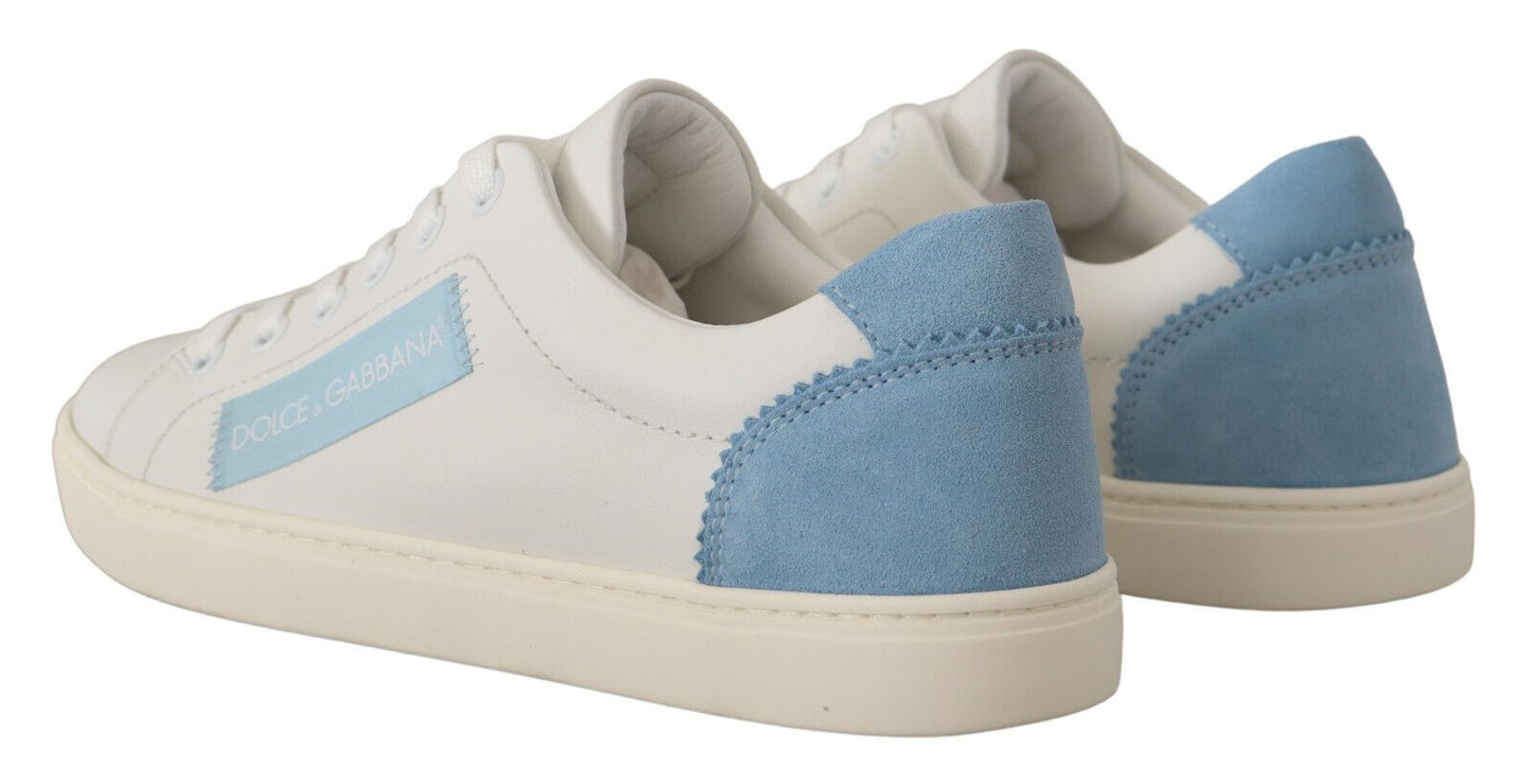 Dolce & Gabbana Zapatillas Bajas de Cuero Blancas y Azules