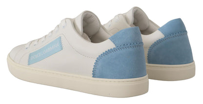 Dolce & Gabbana Zapatillas Bajas de Cuero Blancas y Azules