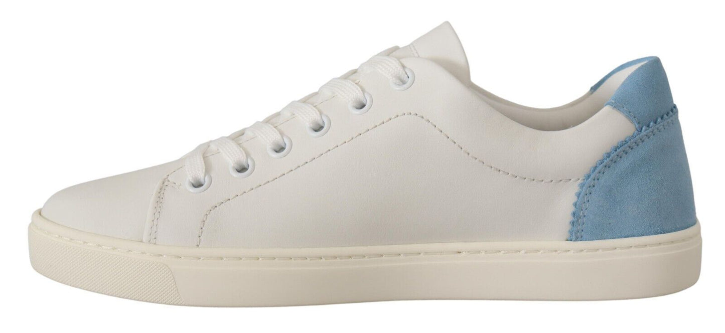 Dolce & Gabbana Zapatillas Bajas de Cuero Blancas y Azules