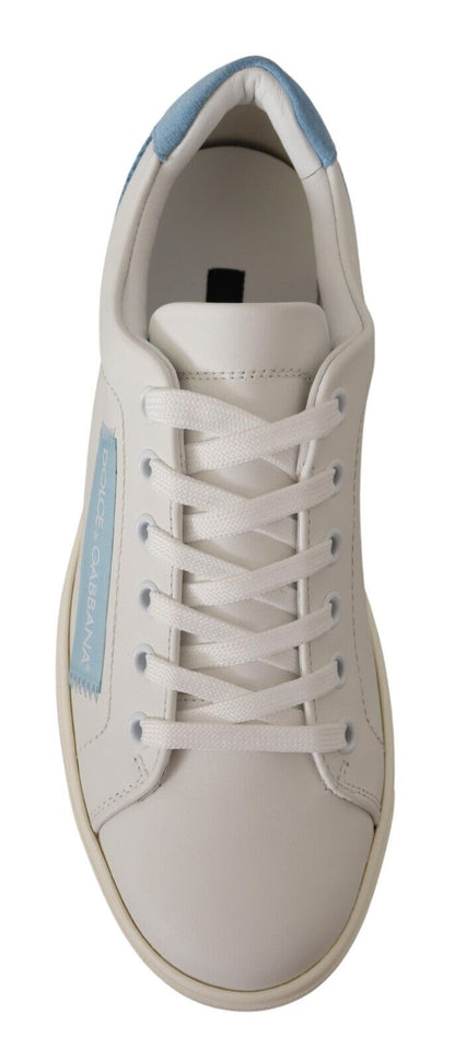 Dolce & Gabbana Zapatillas Bajas de Cuero Blancas y Azules