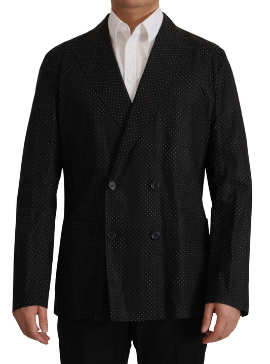 Chaqueta blazer de algodón negra con lunares de Dolce & Gabbana