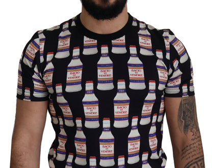 Dolce & Gabbana Camiseta de algodón con cuello redondo Bacio Di Venere negra