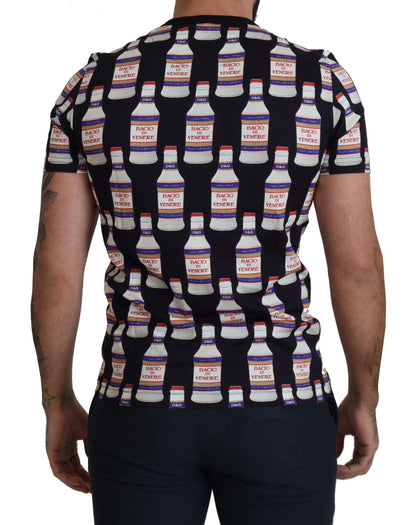 Dolce & Gabbana Camiseta de algodón con cuello redondo Bacio Di Venere negra