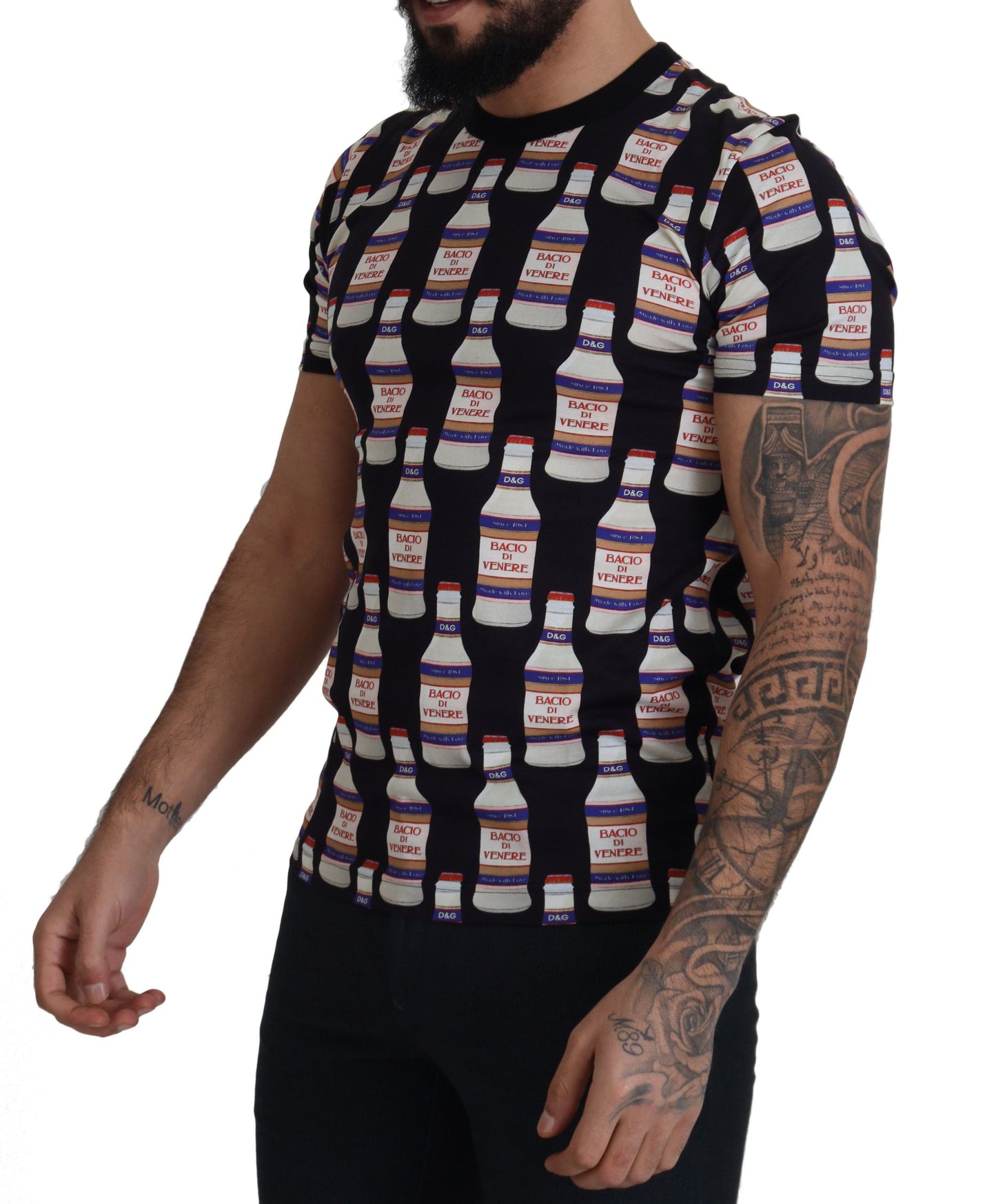 Dolce & Gabbana Camiseta de algodón con cuello redondo Bacio Di Venere negra