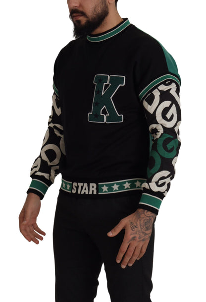 Sudadera con cuello redondo Dolce & Gabbana de algodón verde y negro con estampado de estrellas para hombre