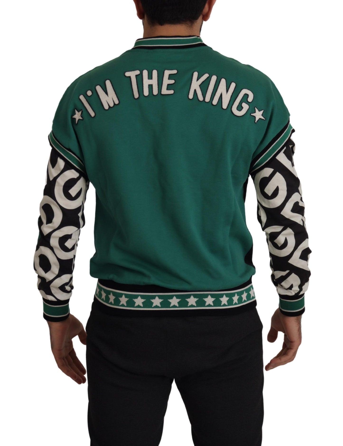 Sudadera con cuello redondo Dolce & Gabbana de algodón verde y negro con estampado de estrellas para hombre