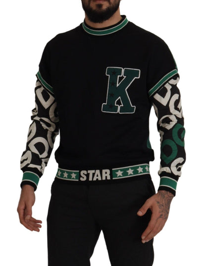 Sudadera con cuello redondo Dolce & Gabbana de algodón verde y negro con estampado de estrellas para hombre