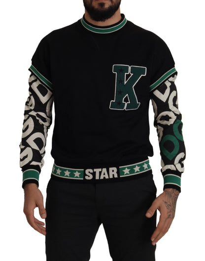 Sudadera con cuello redondo Dolce & Gabbana de algodón verde y negro con estampado de estrellas para hombre