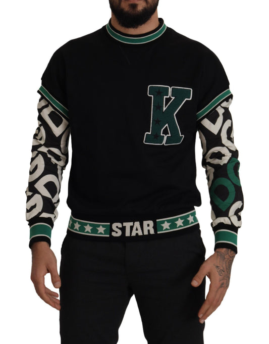 Sudadera con cuello redondo Dolce & Gabbana de algodón verde y negro con estampado de estrellas para hombre