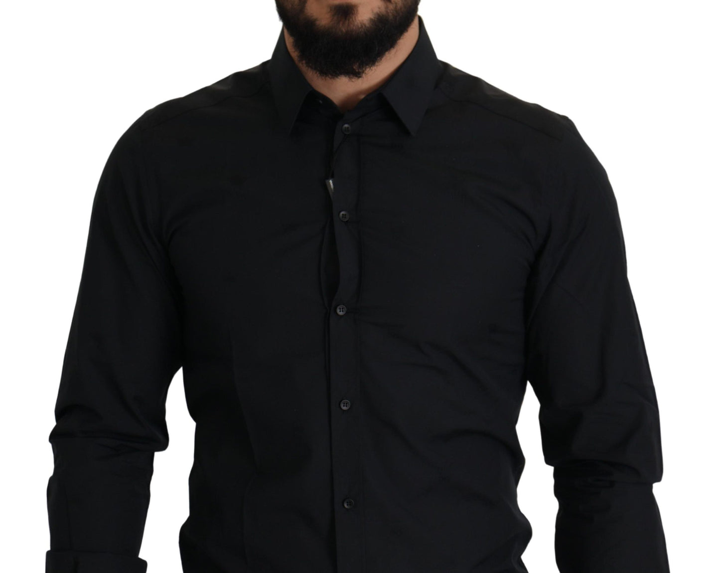 Camisa de vestir slim fit Dolce & Gabbana GOLD de algodón negro