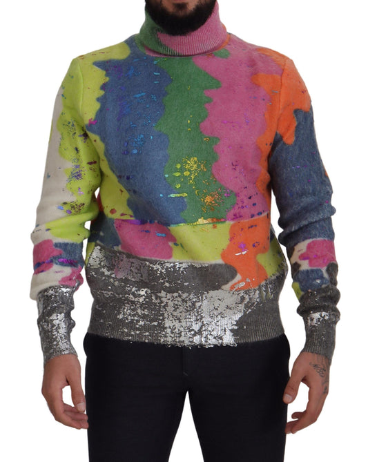 Jersey de cuello vuelto multicolor de mohair Dolce & Gabbana