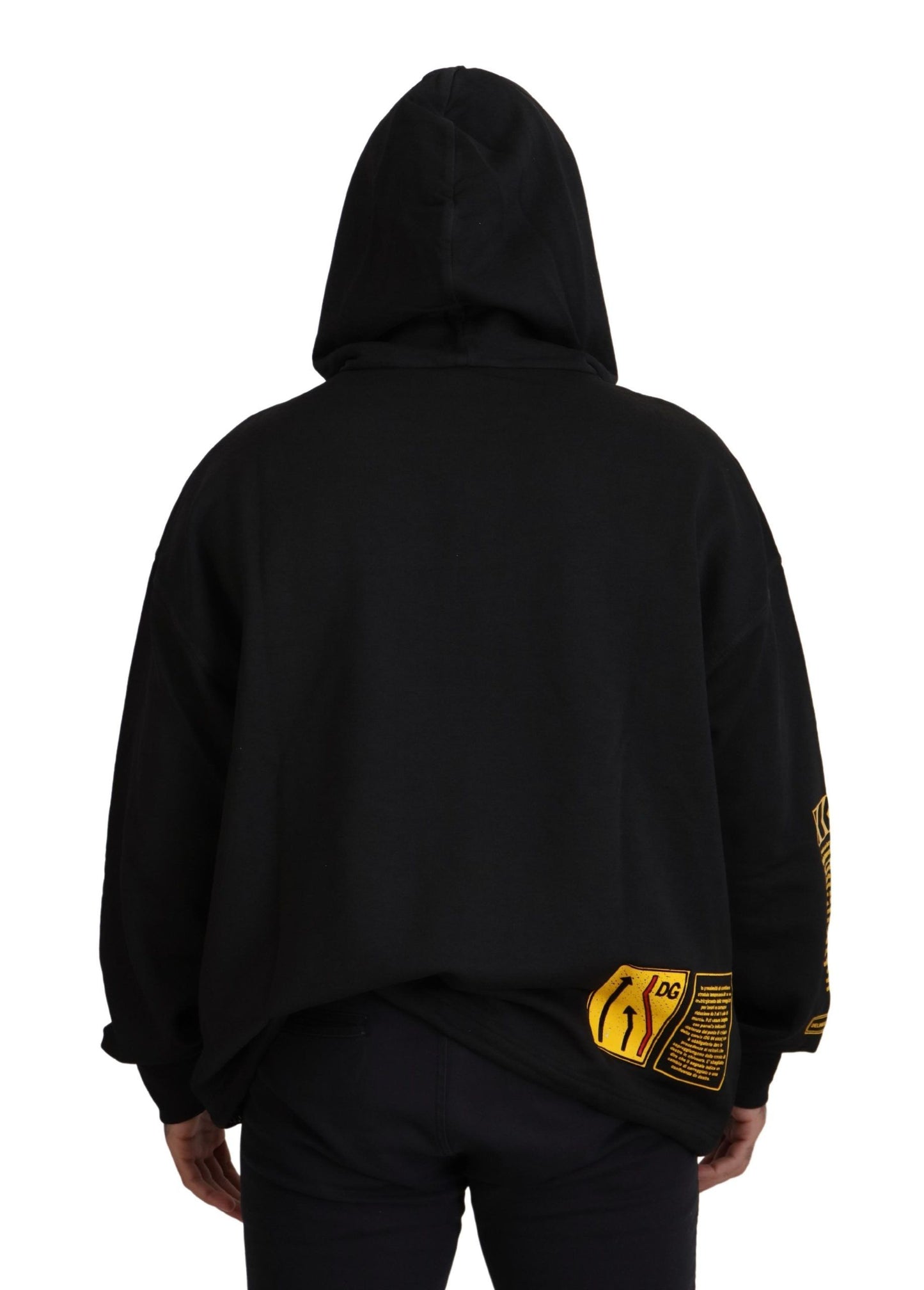 Sudadera con Capucha Negra de Algodón con Escudo DG de Dolce & Gabbana