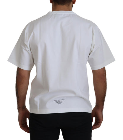 Camiseta Dolce & Gabbana de Algodón Blanca con Cuello Redondo y Logo Estampado