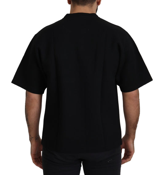 Camiseta de algodón con cuello redondo y logo negro de Dolce & Gabbana