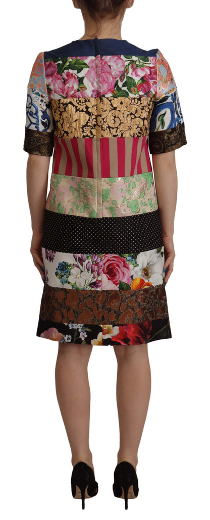 Vestido corto Dolce & Gabbana Multicolor floral jacquard patchwork de vaina