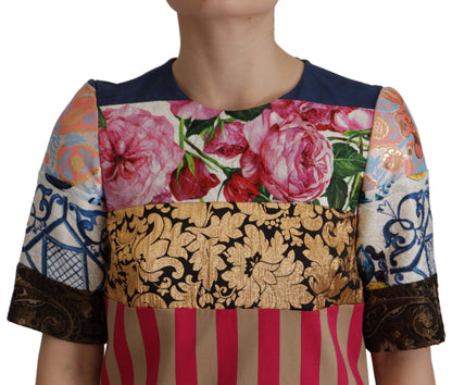 Vestido corto Dolce & Gabbana Multicolor floral jacquard patchwork de vaina