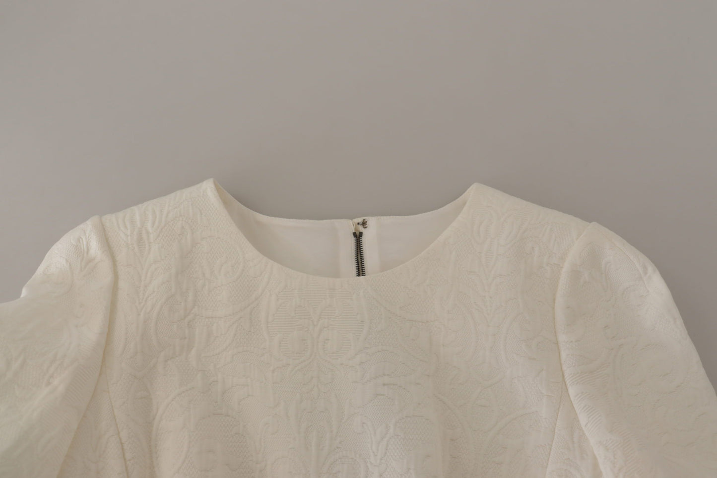 Vestido de tubo de brocado floral midi de jacquard blanco de Dolce & Gabbana