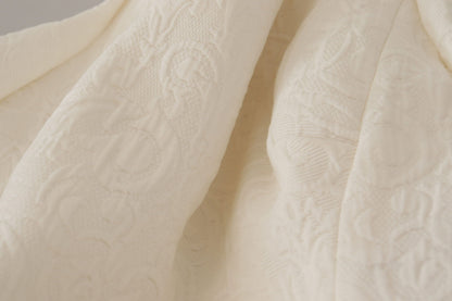 Vestido de tubo de brocado floral midi de jacquard blanco de Dolce & Gabbana
