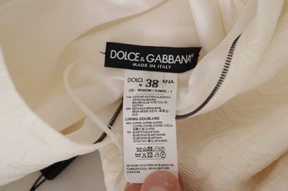 Vestido de tubo de brocado floral midi de jacquard blanco de Dolce & Gabbana