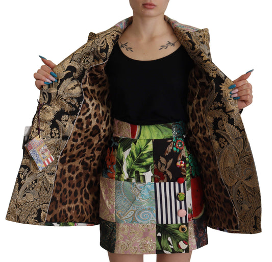 Chaqueta Blazer de Jacquard con Parches Multicolor Cruzada de Dolce & Gabbana