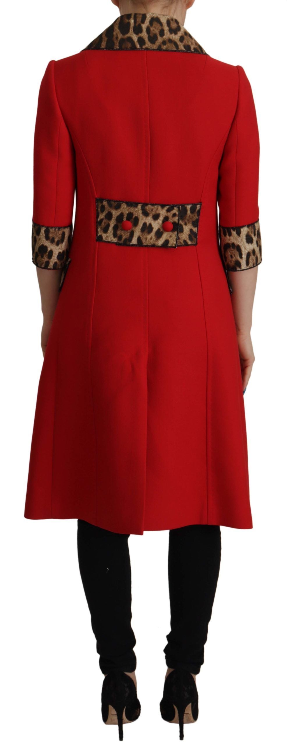 Gabardina de lana con estampado de leopardo rojo de Dolce & Gabbana