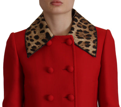 Gabardina de lana con estampado de leopardo rojo de Dolce & Gabbana