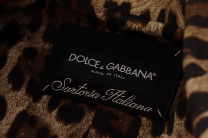 Gabardina de lana con estampado de leopardo rojo de Dolce & Gabbana