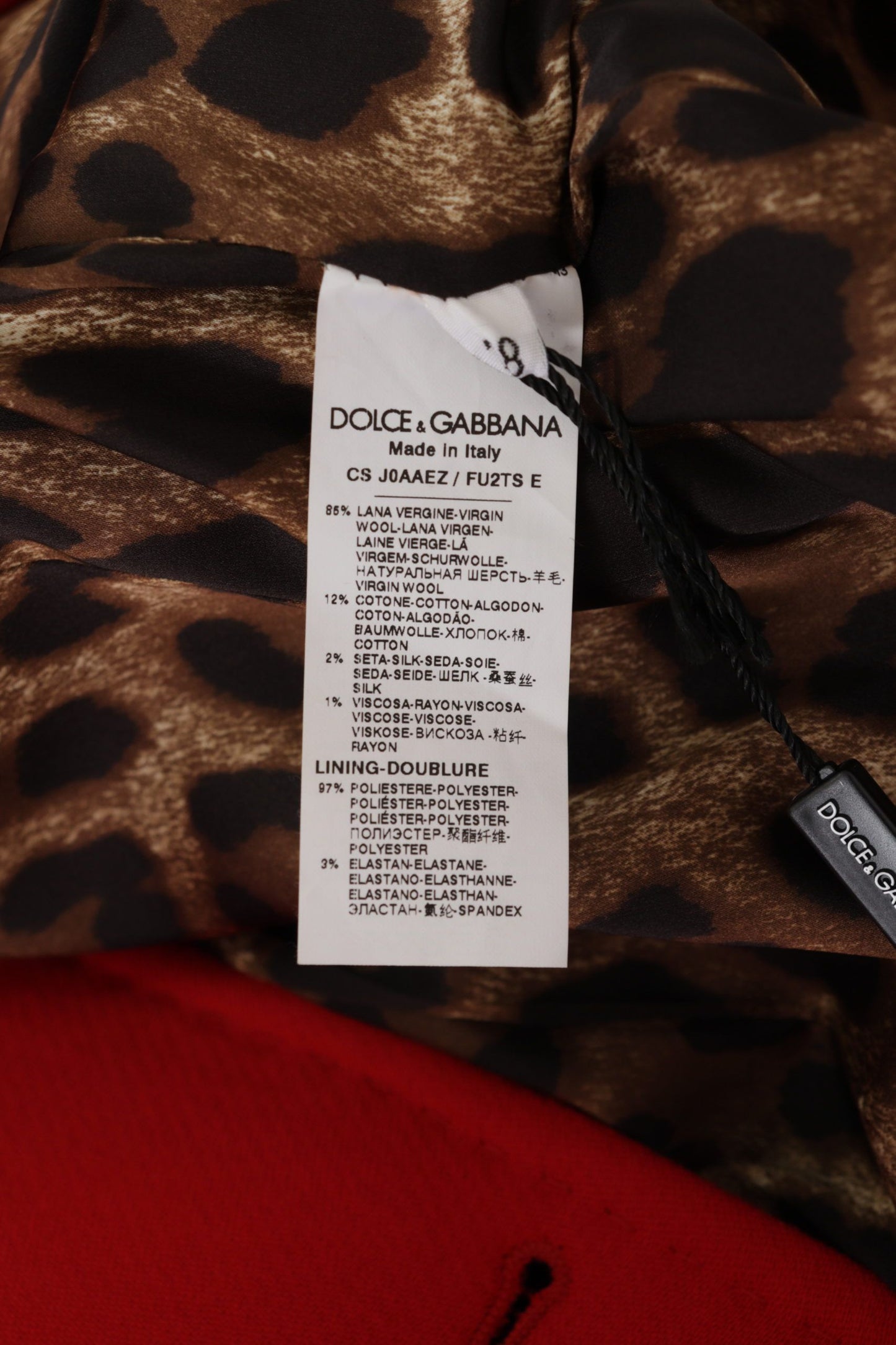 Gabardina de lana con estampado de leopardo rojo de Dolce & Gabbana
