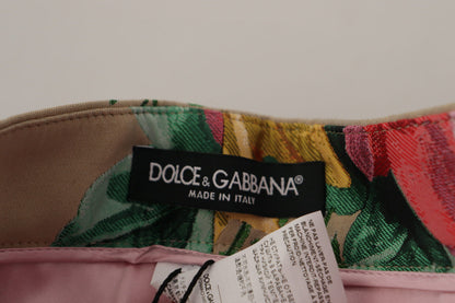 Dolce & Gabbana Vestido floral beige Pantalones formales de cintura alta