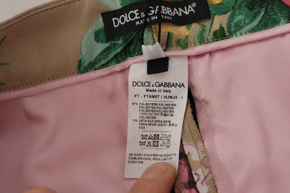 Dolce & Gabbana Vestido floral beige Pantalones formales de cintura alta