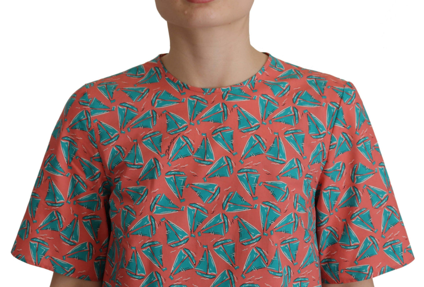 Camiseta de algodón con estampado de velero rosa de Dolce & Gabbana