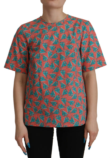 Camiseta de algodón con estampado de velero rosa de Dolce & Gabbana