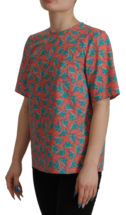 Camiseta de algodón con estampado de velero rosa de Dolce & Gabbana