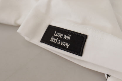 Camiseta de algodón con cuello redondo y estampado de rosas blancas y negras de Dolce & Gabbana