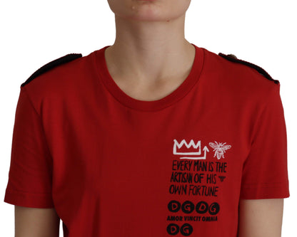 Camiseta de cuello redondo Dolce & Gabbana roja "Amor Vincit Omnia"