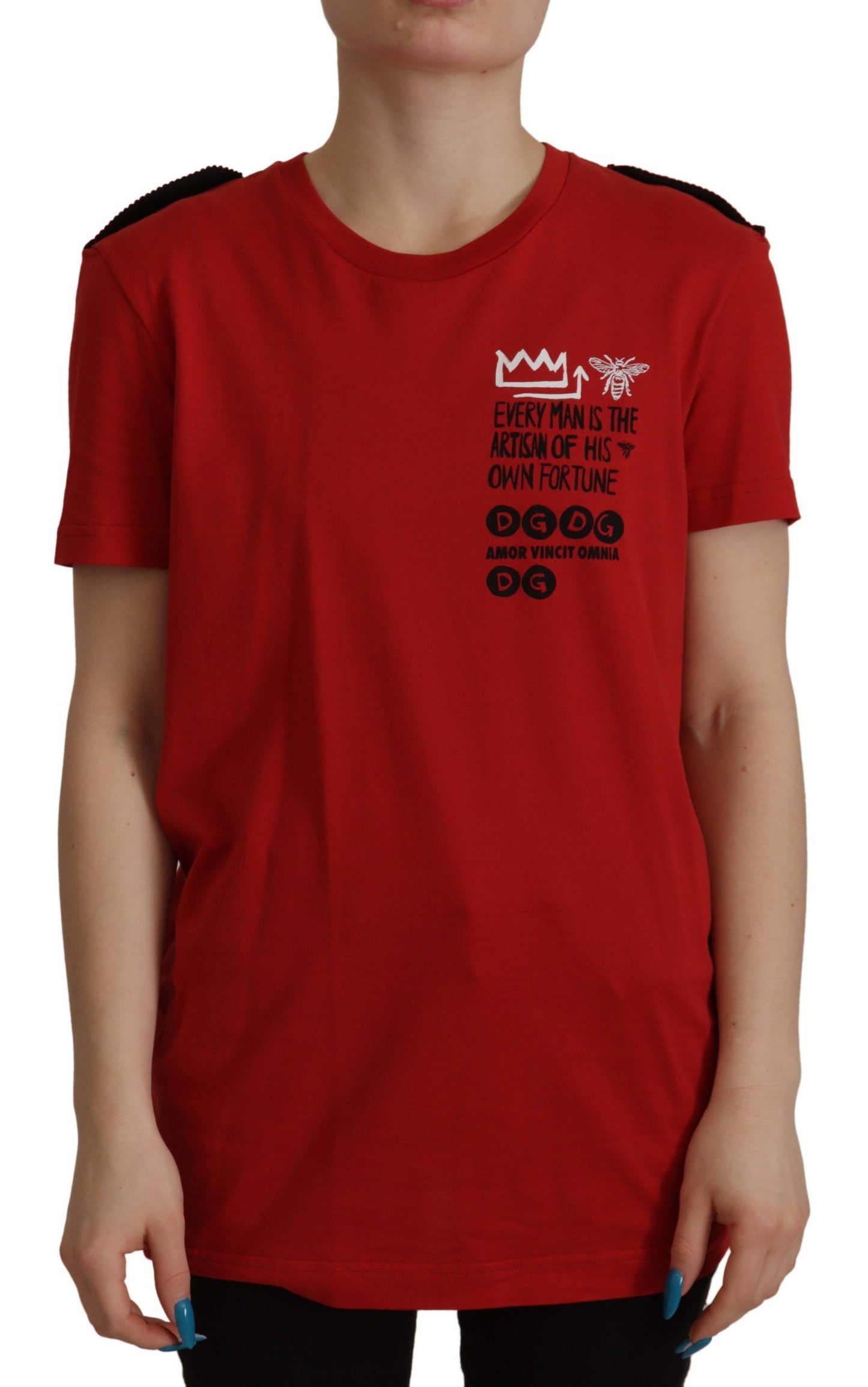 Camiseta de cuello redondo Dolce & Gabbana roja "Amor Vincit Omnia"