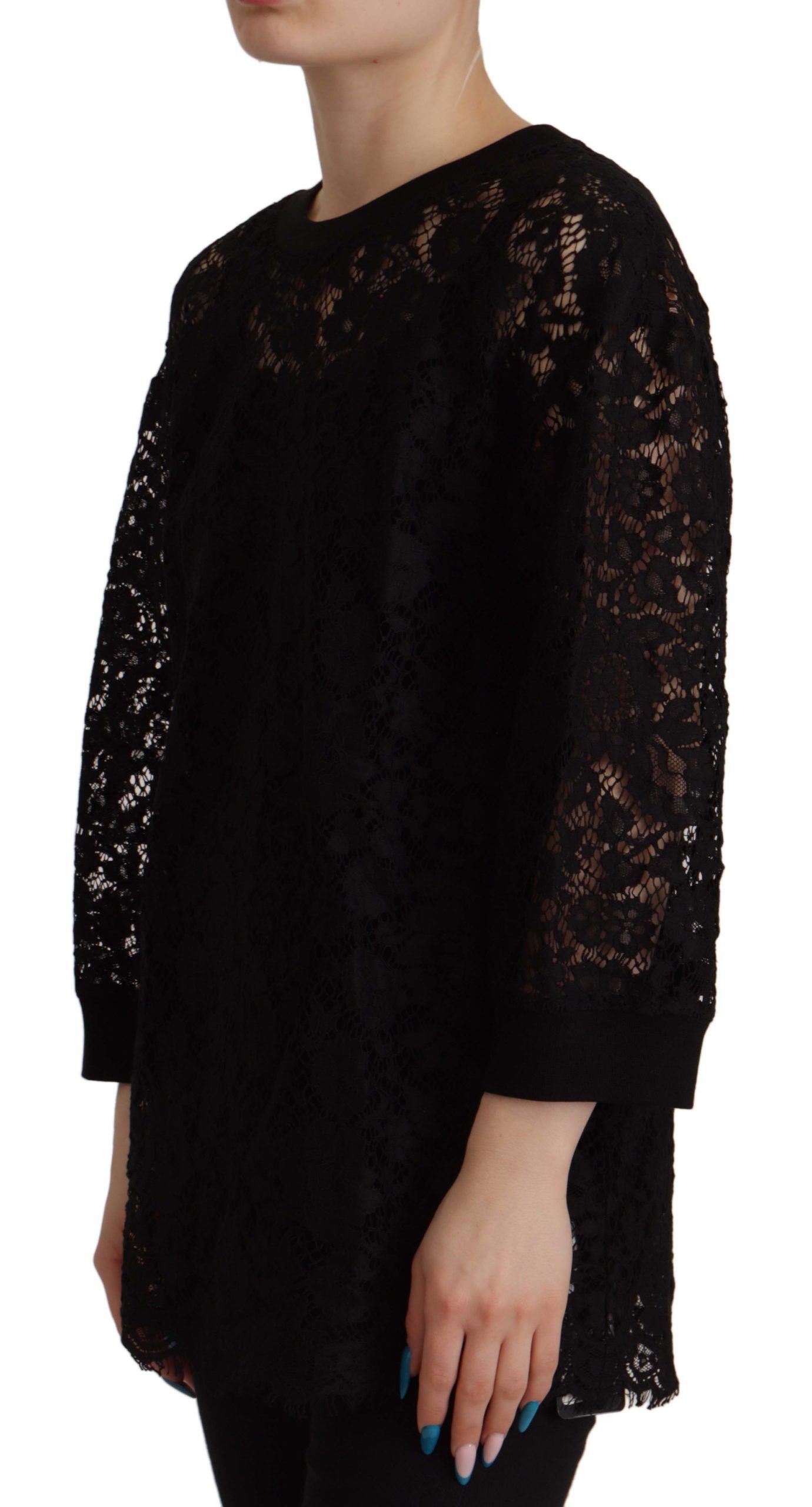 Blusa Sicily de Dolce & Gabbana negra de encaje floral