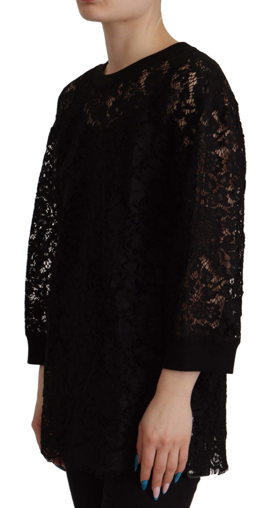 Blusa Sicily de Dolce & Gabbana negra de encaje floral